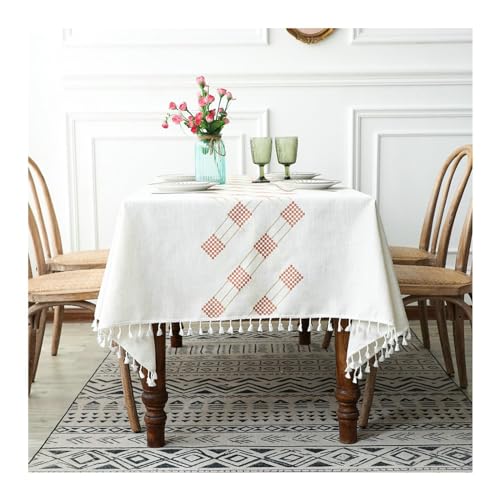 Speise -Tischdecke rechteckig, rotes Tischdecke 140x200 cm Polyester Waschableer Rhombus mit Quasten Tischtüchern für Partys, Küchenessen, Urlaub Speise -Tischdecke rechteckig, rotes Tischdecke 140x200 cm Polyester Waschableer Rhombus mit Quasten Tischtüchern für Partys, Küchenessen, Urlaub von NHYHEHMR