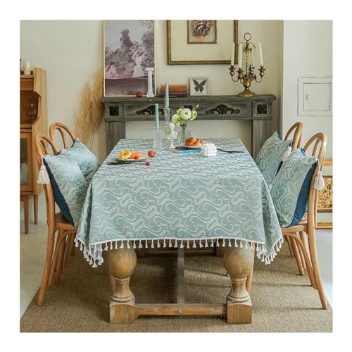 Square Dining Tischdecke, rechteckige grüne Tischkleidung 135x240 cm Baumwollwolkenwolkenform mit Quasten Tischtüchern für Innen- und Außengebrauch Square Dining Tischdecke, rechteckige grüne Tischkleidung 135x240 cm Baumwollwolkenwolkenform mit Quasten Tischtüchern für Innen- und Außengebrauch von NHYHEHMR
