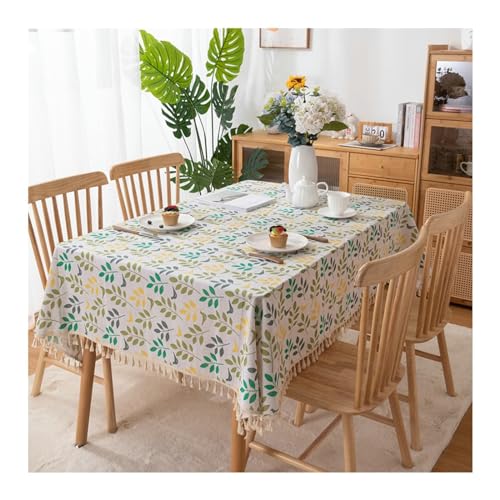 Tischdecke rechteckig, Küchentischtuch 140x260 cm Polyester Baumwollwaschbare Blätter mit Quasten -Tischdecke für Küchenessen, farbenfroh Tischdecke rechteckig, Küchentischtuch 140x260 cm Polyester Baumwollwaschbare Blätter mit Quasten -Tischdecke für Küchenessen, farbenfroh von NHYHEHMR