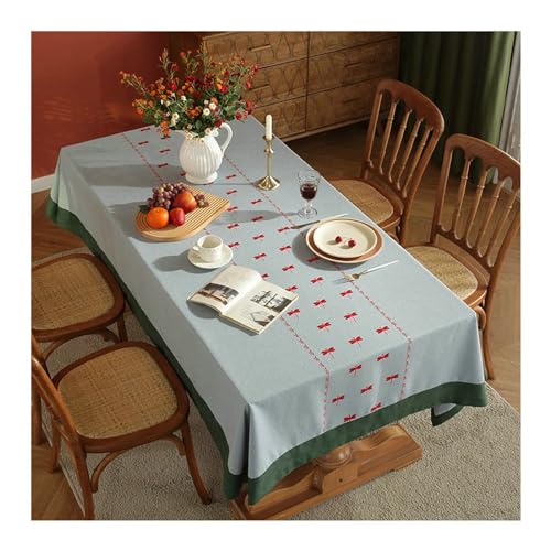 Tischdecke rechteckiger Polyester, Küchentischkleidung 140x220 cm hitzebeständiger Libelle Stickstoffe für Innen- und Außengebrauch, Cyan Tischdecke rechteckiger Polyester, Küchentischkleidung 140x220 cm hitzebeständiger Libelle Stickstoffe für Innen- und Außengebrauch, Cyan von NHYHEHMR