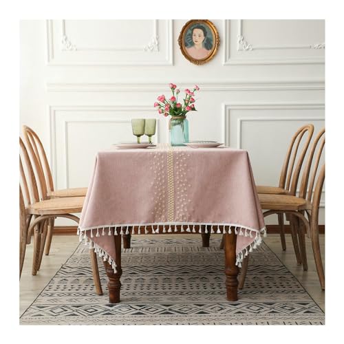 Tischtuch rechteckig, Küchentischtuch 140x180 cm Polyester Wiederverwendbare kleine Punkte mit Quasten Tischtuch zum Essen in Innenräumen und im Freien, rosa Gold Tischtuch rechteckig, Küchentischtuch 140x180 cm Polyester Wiederverwendbare kleine Punkte mit Quasten Tischtuch zum Essen in Innenräumen und im Freien, rosa Gold von NHYHEHMR