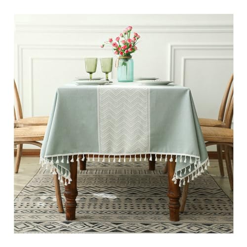 Tischtuchabdeckung Quadrat, rechteckige grüne Tischdecke 140x140 cm Polyester wasserdichtes Wellenmuster mit Quasten Tischtüchern für Partys, Küchenessen, Urlaub Tischtuchabdeckung Quadrat, rechteckige grüne Tischdecke 140x140 cm Polyester wasserdichtes Wellenmuster mit Quasten Tischtüchern für Partys, Küchenessen, Urlaub von NHYHEHMR