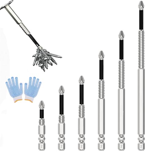 Hochmagnetischer Schraubendreher-Bohrer-Satz, Anti-Rutsch-Schraubendreher-Bit-Satz, universeller starker magnetischer elektrischer Schraubendreher-Satz 25 50 65 70 75 90 100 120 150 mm(6pc) von NIANE