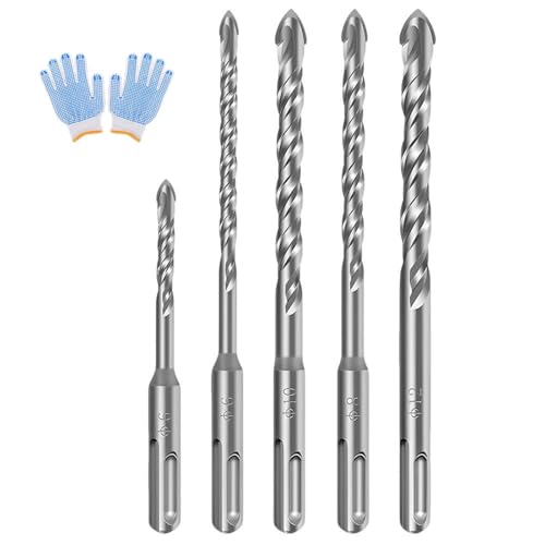 Quad Edge Sägezahnbohrer, 2025 Neues Vierschneidiges Exzenterbohrer-Set, Langlebige Mehrzweckbohrer for Fliesen, Beton, Glas, Kunststoff, Holz mit Handschuhen von NIANE