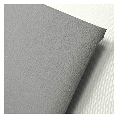 NIANTONG 160cm Breiter Kunstleder-Polsterstoff Meterware Litchi Texture Wasserdichtes Vinyl-Kunstleder für Autositze, Sofastuhlmöbel, Basteln(Color:hellgrau) von NIANTONG