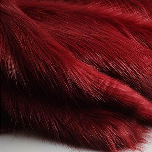 NIANTONG Kunstfell-Stoff Langhaar Pelzimitat Stoffe Zottel-Patch Plüsch-Patch Für Pelzanzug Cosplay Kostüm Zwerg Bastelbedarf Dekoration(Size:1.7x0.5m/66.9x19.6in,Color:Wein rot) von NIANTONG