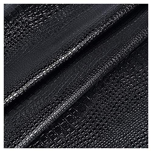 NIANTONG Kunstleder Stoff Krokodilmuster Glänzender PU-Kunstleder Polsterstoff Meterware 138 cm Breit für Sofastuhl-Sitzbezug, Möbel, DIY Crafts(Color:schwarz) von NIANTONG