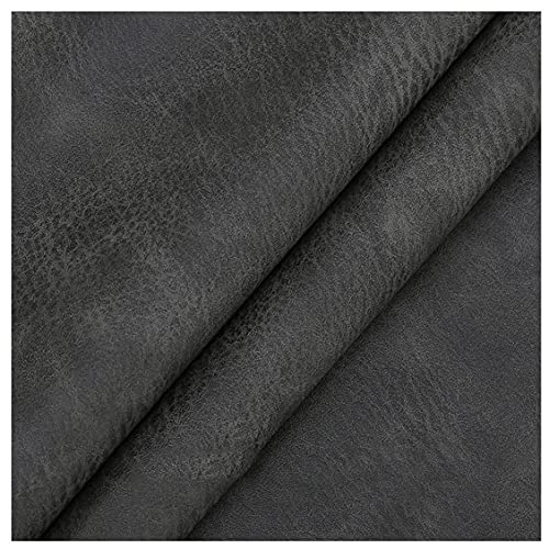 NIANTONG Vintage Textur Kunstleder Polsterstoff Meterware 138x100cm Vinyl Wasserdichtes Bezugsstoff für Sofa Stuhl Möbel, Autofutter, DIY Handwerk(Color:Dark gray2) von NIANTONG