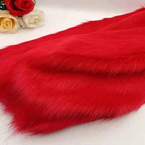 NIANTONG Zotteliger Kunstfell-Stoff Langhaar Fellimitat Stoffe Furry Pelzimitat Stoffe Zottel-Patch Plüsch-Patch Für Die Fotografie Crafts & Apparel(Size:1.7x0.5m/66.9x19.6in,Color:Rot) von NIANTONG