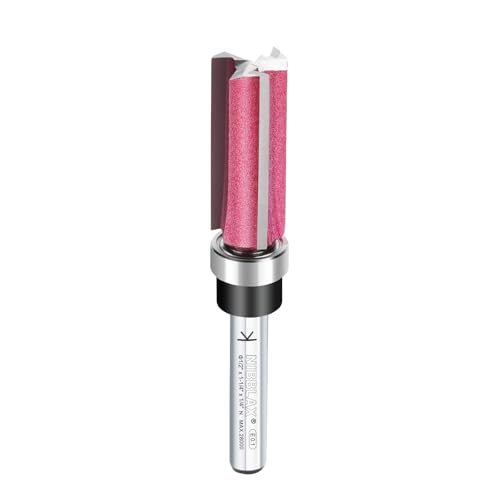 NIBBLAX Obere Lager-Bit, 3-Nut-Fräser, 1/4-Zoll-Schaft, 1,27 cm Schnittdurchmesser und 3,8 cm Schnittlänge, bündiger Trimmfräser für Holzbearbeitung von NIBBLAX