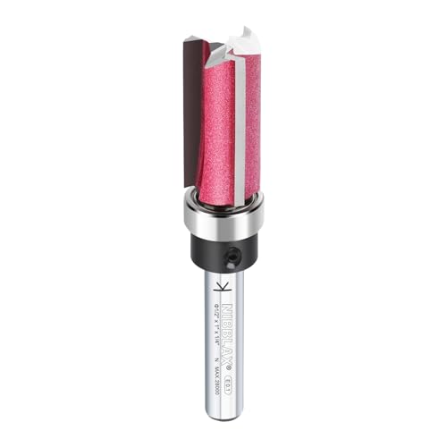 NIBBLAX Obere Lager-Bit – 3-Nut-Fräserfräser, 1/4-Zoll-Schaft, 1,27 cm Schnittdurchmesser & 2,5 cm Schnittlänge, bündiger Trimmfräser für Holzbearbeitung von NIBBLAX