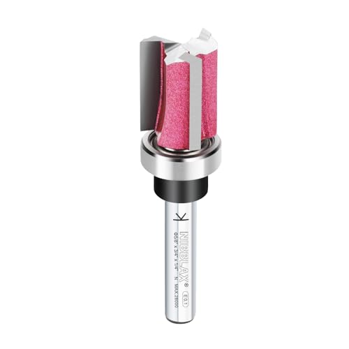 NIBBLAX Oberes Lager-Fräser-Bit, 3-schneidig, 1/4-Zoll-Schaft, 1,6 cm Schnittdurchmesser und 1,9 cm Schnittlänge, bündiger Trimmfräser für Holzbearbeitung von NIBBLAX