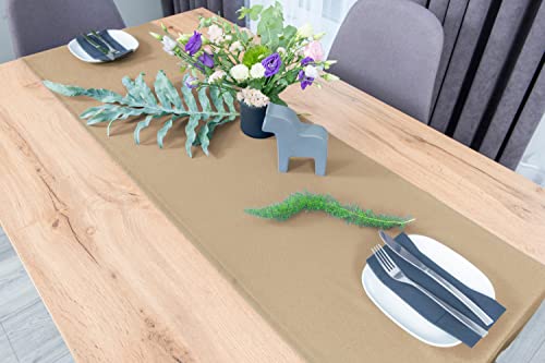 NIBLO Tischdecke Tischläufer Tischtuch Tischwäsche Tischdekoration Tafeltuch (Beige, Tischläufer - 30 x 100 cm) von NIBLO