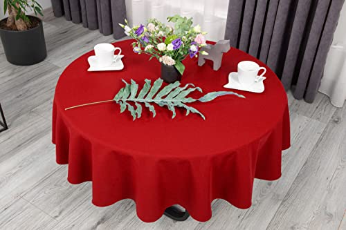 NIBLO Tischdecke Tischläufer Tischtuch Tischwäsche Tischdekoration Tafeltuch (Rot, Oval Tischdecke - 140 x 260 cm) von NIBLO