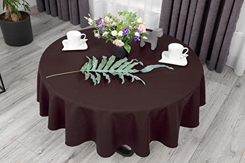 NIBLO Tischdecke Tischläufer Tischtuch Tischwäsche Tischdekoration Tafeltuch (Schokoladenbraun, Oval Tischdecke - 140 x 180 cm) von NIBLO