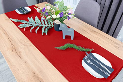 NIBLO Tischdecke Tischläufer Tischtuch Tischwäsche Tischdekoration Tafeltuch (Rot, Tischläufer - 30 x 100 cm) von NIBLO