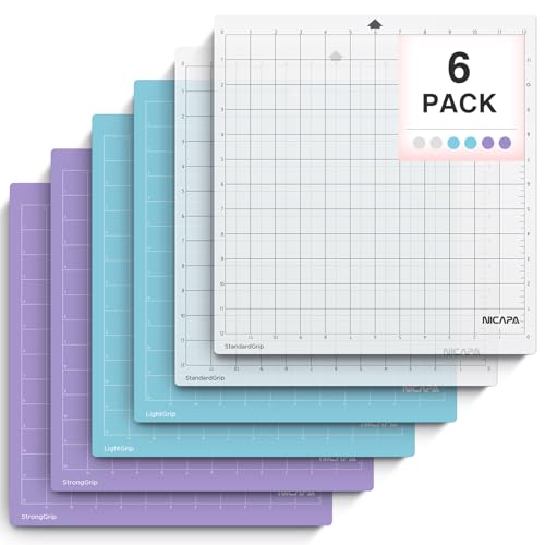 NICAPA Cameo 5 Schneidematte 30cmx30cm für Silhouette Cameo 4/3/2/1, [6 Stück] Varietygriff Ersatzmatten zubehör, kleber, rutschfeste, flexible und gerasterte für Karten,Papier,Vinyl schneide von NICAPA