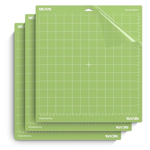 NICAPA Schneidematte Plotter 30,5 x 30,5 cm Schneidematte für Cricut Explore One/Air/Air2/Maker 3 Stück StandarGrip Schneidematte Plotter, haftend, rutschfest zum Nähen, Quilten und Kunsthandwerk von NICAPA