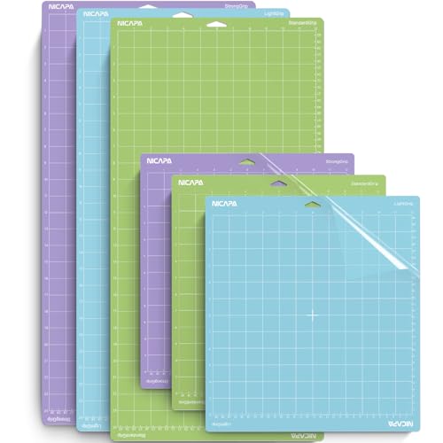 NICAPA Matte Variety Grip Schneidematte 12x24 für Cricut Explore 3/Air 2/Air/Maker Zubehörz 12x12 [ Standardgrip, Lightgrip, Stronggrip,30.5 x30.5 CM,30.5x61CM 6 STK] von NICAPA