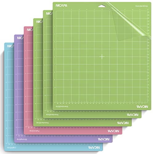 NICAPA Variety Grip Ersatz Schneidematte für Cricut Explore Air/Maker Series, [30,5CMx30,5CM,3xGreen,1xPurple,1xBlue,1 xPink] klebrige, rutschfeste, Flexible, Vinyl Zubehör von NICAPA