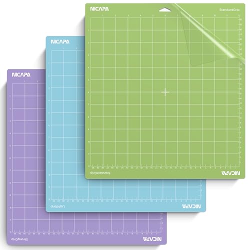 NICAPA Schneidematte 12 x 12 Schneidematte für Cricut Maker 3/Explore 3 /Air2/Air One, 3 Stück 30,5x30,5CM Vielfalt haftend, rutschfest zum Nähen, Quilten und Kunsthandwerk von NICAPA