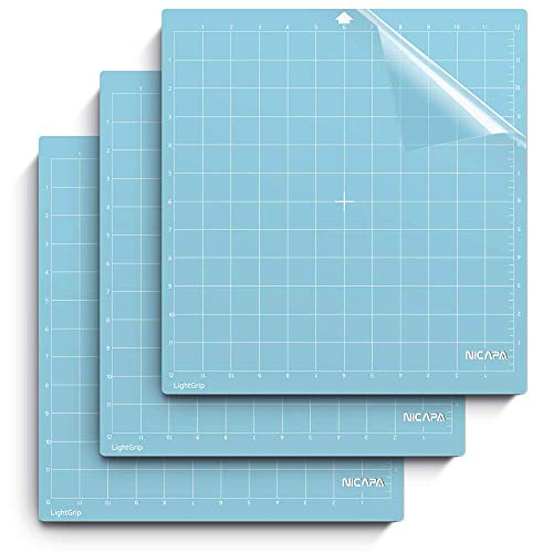 Nicapa Schneidematte für Silhouette Cameo 4/3/2/1 (Light-Grip,12x12 Zoll 3er-Pack) Klebstoff & Klebrig Rutschfest Flexibles Quadrat Gitternetz Blau Schnittmatten Ersatzzubehör Set Matten Vinyl Craft von NICAPA