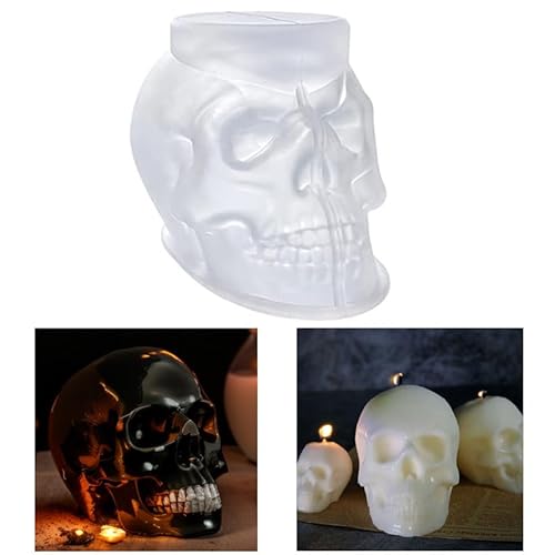 NICAVKIT 3D Groß Totenkopf Silikonform Kerze, Epoxidharz Formen Slikon, Halloween Schädel Gießformen Silikon Harz Formen für Handwerk Ornamente Fondant Duftkerze Soap von NICAVKIT