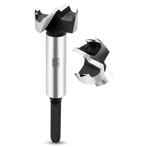 NICAVKIT Professional 24mm Forstnerbohrer für Holz,24mm Forstner bohrer Bit Holz Lochschneider mit Sechskantschaft, Holzbohrer Topfbohrer Kunstbohrer für Holz von NICAVKIT