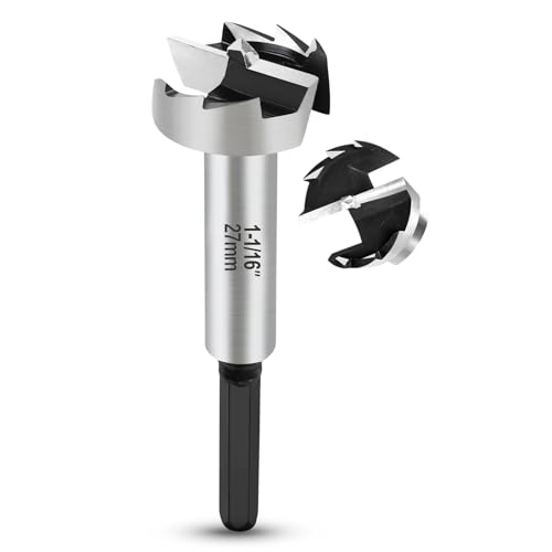 NICAVKIT Professional 27mm Forstnerbohrer für Holz,27mm Forstner bohrer Bit Holz Lochschneider mit Sechskantschaft, Holzbohrer Topfbohrer Kunstbohrer für Holz von NICAVKIT
