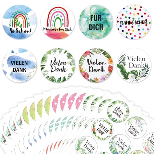 NICECONE 192 Stück Dankeschön-Aufklebern, 16 Bögen 3,5 cm rund selbstklebende Blumen-Regenbogen-Aquarell-Etiketten Dankeschön-Partygeschenkaufkleber Runde Geschenkaufkleber NICECONE 192 Stück Dankeschön-Aufklebern, 16 Bögen 3,5 cm rund selbstklebende Blumen-Regenbogen-Aquarell-Etiketten Dankeschön-Partygeschenkaufkleber Runde Geschenkaufkleber von NICECONE