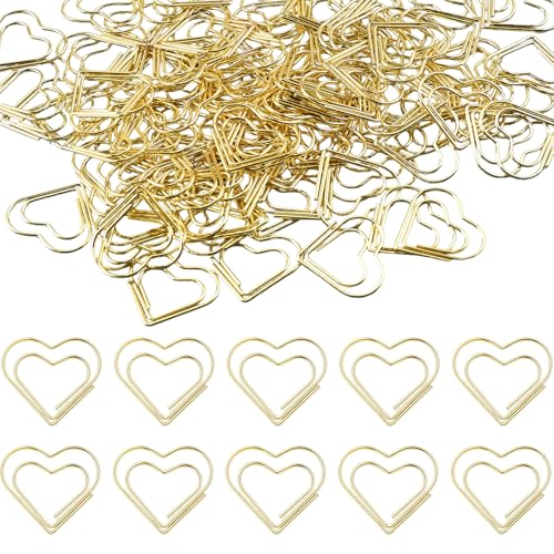100 Stück herzförmige Büroklammern, niedlich, dekorativ, ausgefallene Mini-Büroklammern für Hochzeit, Dekoration, Büro, Schule, Zuhause, Schreibtisch-Organizer, Zubehör, goldfarben 100 Stück herzförmige Büroklammern, niedlich, dekorativ, ausgefallene Mini-Büroklammern für Hochzeit, Dekoration, Büro, Schule, Zuhause, Schreibtisch-Organizer, Zubehör, goldfarben von NICECRAFT