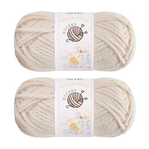 NICEEC 2 Knäuel sperriges Acrylgarn – weich, bunt, mehrfarbig, hochwertig, sperriges Garn zum Häkeln und Stricken, Gesamtlänge 120 m/150 g, hautfarben NICEEC 2 Knäuel sperriges Acrylgarn – weich, bunt, mehrfarbig, hochwertig, sperriges Garn zum Häkeln und Stricken, Gesamtlänge 120 m/150 g, hautfarben von NICEEC