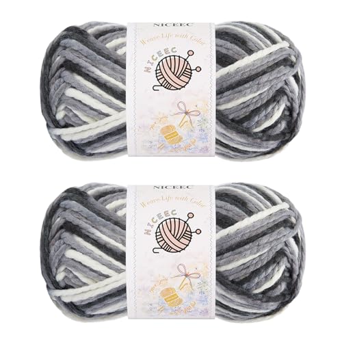 NICEEC 2 Knäuel sperriges Acrylgarn – weich, bunt, mehrfarbig, hochwertig, sperriges Garn zum Häkeln und Stricken, Gesamtlänge 120 m/150 g – Tinte NICEEC 2 Knäuel sperriges Acrylgarn – weich, bunt, mehrfarbig, hochwertig, sperriges Garn zum Häkeln und Stricken, Gesamtlänge 120 m/150 g – Tinte von NICEEC