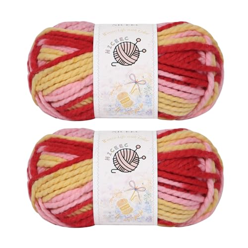 NICEEC 2 Knäuel sperriges Acrylgarn – weich, bunt, mehrfarbig, hochwertig, sperriges Garn zum Häkeln und Stricken, Gesamtlänge 80 m/100 g, Farbe A NICEEC 2 Knäuel sperriges Acrylgarn – weich, bunt, mehrfarbig, hochwertig, sperriges Garn zum Häkeln und Stricken, Gesamtlänge 80 m/100 g, Farbe A von NICEEC
