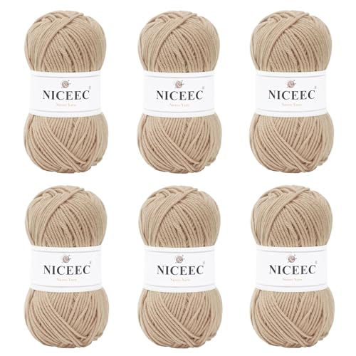 NICEEC 300 g weiches Garn in verschiedenen Farben, Sportgewicht, 100 % Acryl, 4-lagig, Bonbons-Garn zum Häkeln und Stricken, DIY-Projekt-Starter-Set für Kinder oder Erwachsene (insgesamt 800 m von NICEEC