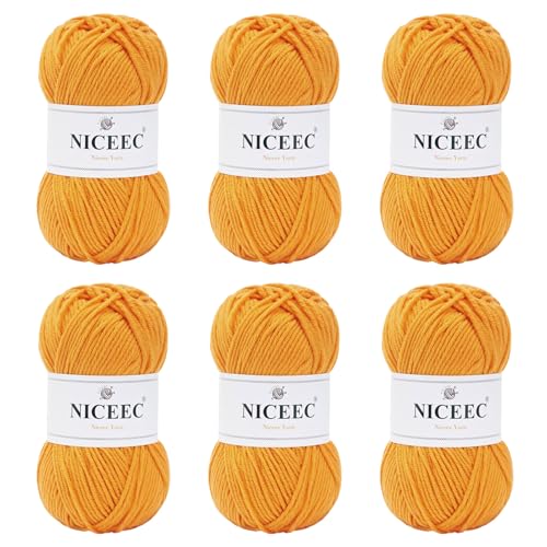 NICEEC 300 g weiches Garn in verschiedenen Farben, Sportgewicht, 100 % Acryl, 4-lagig, Bonbons-Garn zum Häkeln und Stricken, DIY-Projekt-Starter-Set für Kinder oder Erwachsene (insgesamt 800 m von NICEEC