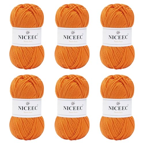 NICEEC 300 g weiches Garn in verschiedenen Farben, Sportgewicht, 100 % Acryl, 4-lagig, Bonbons-Garn zum Häkeln und Stricken, DIY-Projekt-Starter-Set für Kinder oder Erwachsene (insgesamt 800 m von NICEEC