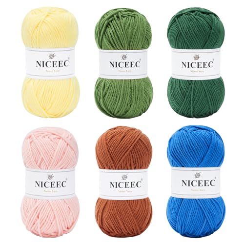 NICEEC 300 g weiches Garn in verschiedenen Farben, Sportgewicht, 100 % Acryl, 4-lagig, Bonbons-Garn zum Häkeln und Stricken, DIY-Projekt-Starter-Set für Kinder oder Erwachsene (insgesamt 800 m NICEEC 300 g weiches Garn in verschiedenen Farben, Sportgewicht, 100 % Acryl, 4-lagig, Bonbons-Garn zum Häkeln und Stricken, DIY-Projekt-Starter-Set für Kinder oder Erwachsene (insgesamt 800 m von NICEEC