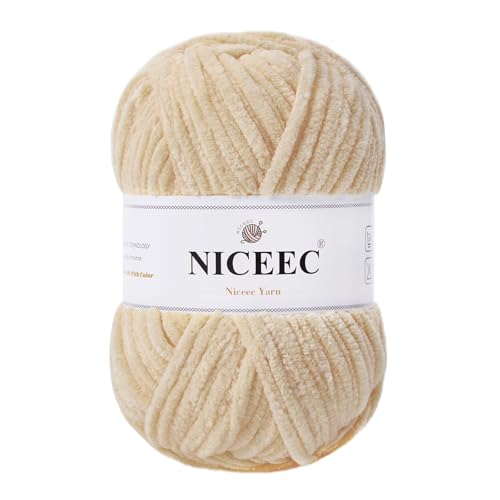 NICEEC Chenille-Garn, leichtes Kammgarn, zum Stricken, ausgefallenes Garn zum Häkeln, Weben, Basteln, Gesamtlänge 110 m, 100 g, Khaki NICEEC Chenille-Garn, leichtes Kammgarn, zum Stricken, ausgefallenes Garn zum Häkeln, Weben, Basteln, Gesamtlänge 110 m, 100 g, Khaki von NICEEC