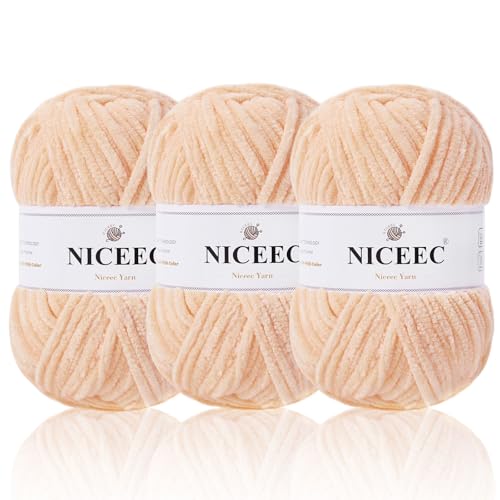 NICEEC Chenille-Garn, leichtes Kammgarn, zum Stricken, ausgefallenes Garn zum Häkeln, Weben, Basteln, Gesamtlänge 3 x 110 m, 3 x 100 g, 3 x 100 g, 3 Knäuel, 3 Knäuel NICEEC Chenille-Garn, leichtes Kammgarn, zum Stricken, ausgefallenes Garn zum Häkeln, Weben, Basteln, Gesamtlänge 3 x 110 m, 3 x 100 g, 3 x 100 g, 3 Knäuel, 3 Knäuel von NICEEC