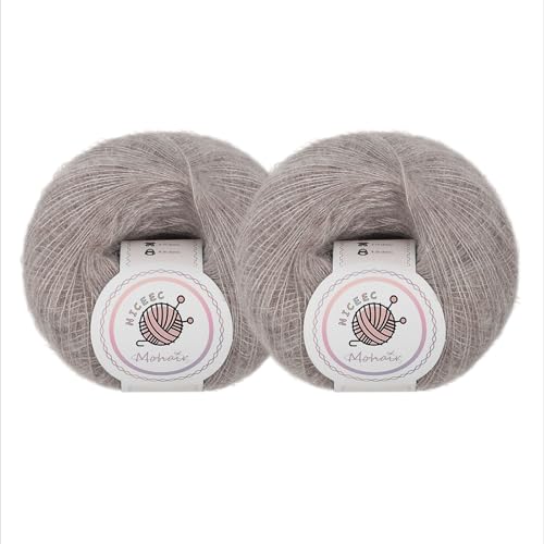 NICEEC Weiches Mohair-Garn, flauschig und flauschig, luxuriös und dünn, weiches Wollmischgarn zum Häkeln und Stricken, insgesamt 2 x 2 Knäuel, 2 x 300 m, Camel NICEEC Weiches Mohair-Garn, flauschig und flauschig, luxuriös und dünn, weiches Wollmischgarn zum Häkeln und Stricken, insgesamt 2 x 2 Knäuel, 2 x 300 m, Camel von NICEEC