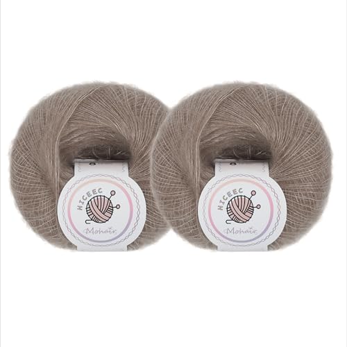 NICEEC Weiches Mohair-Garn, flauschig und flauschig, luxuriös und dünn, weiches Wollmischgarn zum Häkeln und Stricken, insgesamt 2 x 2 Knäuel, 2 x 300 m, Kastanienbraun NICEEC Weiches Mohair-Garn, flauschig und flauschig, luxuriös und dünn, weiches Wollmischgarn zum Häkeln und Stricken, insgesamt 2 x 2 Knäuel, 2 x 300 m, Kastanienbraun von NICEEC