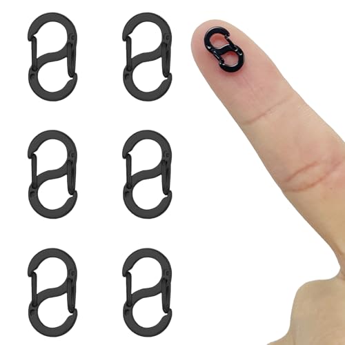 NICEIN 6 Stück Doppelt zu öffnende Kettenverschluss, S-Lock-Armband Verschlüsse,Verschlüsse für Armbänder aus Edelstahl,mini Karabiner,Kurzer Armband Verschluss (Schwarz-12mm) von NICEIN