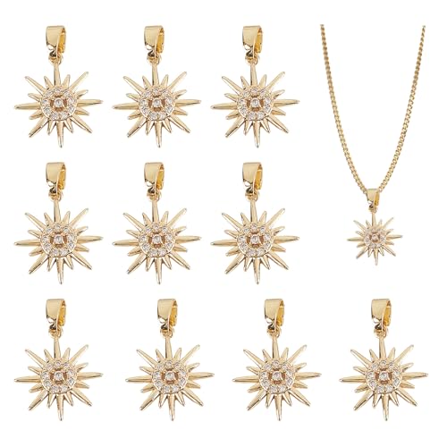NICENEEDED 10 Stück Sonnenanhänger 18 Karat Vergoldet Sonnenanhänger Mit Zirkonia Himmlische Charms Mit Biegering Zur Schmuckherstellung NICENEEDED 10 Stück Sonnenanhänger 18 Karat Vergoldet Sonnenanhänger Mit Zirkonia Himmlische Charms Mit Biegering Zur Schmuckherstellung von NICENEEDED