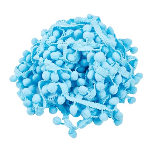 NICENEEDED 10 Yards Fransenbesatz Zum Aufnähen, Stoffperlen-Quasten-Nähband, Blaue Pom Balls Nähen Besatz Für Kissen Kleidung Home Decor von NICENEEDED