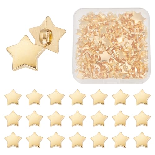 NICENEEDED 100 Stück Sternknöpfe, Kleine Goldene Knöpfe Aus Kunststoff Zum Nähen Und Basteln, Mini-Verzierungen Mit Dekorativen Sternknöpfen von NICENEEDED