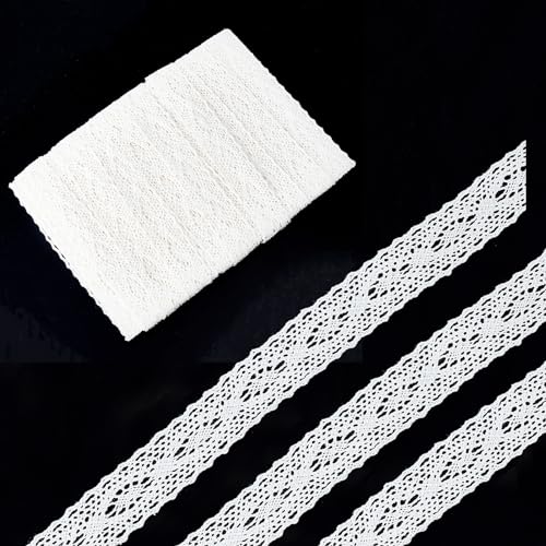 NICENEEDED 12 Yard Weiße Spitzen-Stickereibesätze, Gestickte Aufnäher Mit Spitzenkantenbesatz, Gehäkelte Spitzenstoffbesätze Aus Baumwolle Zum Basteln Und Nähen NICENEEDED 12 Yard Weiße Spitzen-Stickereibesätze, Gestickte Aufnäher Mit Spitzenkantenbesatz, Gehäkelte Spitzenstoffbesätze Aus Baumwolle Zum Basteln Und Nähen von NICENEEDED