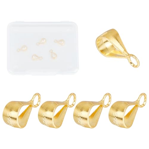 NICENEEDED 14K-Gold-Ösen Für Anhänger, Verschluss, 925 Schmuck-Ösen Aus Sterlingsilber, Schiebeverbinder Mit Offener Schlaufe Für Die Herstellung von Halsketten Und Schmuck (5 Stück) von NICENEEDED