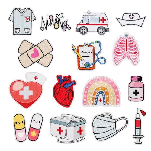 NICENEEDED 15 Stück Bestickte Aufnäher Mit Krankenschwester-Motiv., Krankenschwester Bügelbild, Dekorative Reparaturapplikation Zum Tag Der Krankenschwester Für Kleidung NICENEEDED 15 Stück Bestickte Aufnäher Mit Krankenschwester-Motiv., Krankenschwester Bügelbild, Dekorative Reparaturapplikation Zum Tag Der Krankenschwester Für Kleidung von NICENEEDED