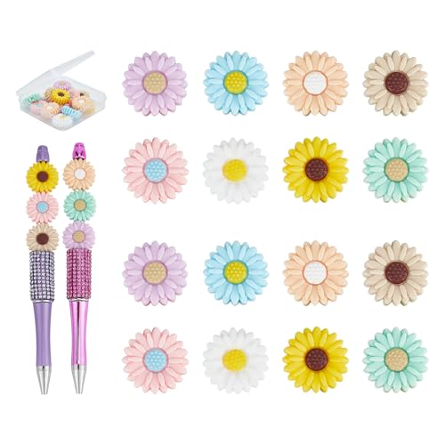 NICENEEDED 16 Stück Bunte Silikon Sonnenblumen Perlen Gänseblümchen Silikonperlen Set Für Die Schlüsselanhängerherstellung NICENEEDED 16 Stück Bunte Silikon Sonnenblumen Perlen Gänseblümchen Silikonperlen Set Für Die Schlüsselanhängerherstellung von NICENEEDED